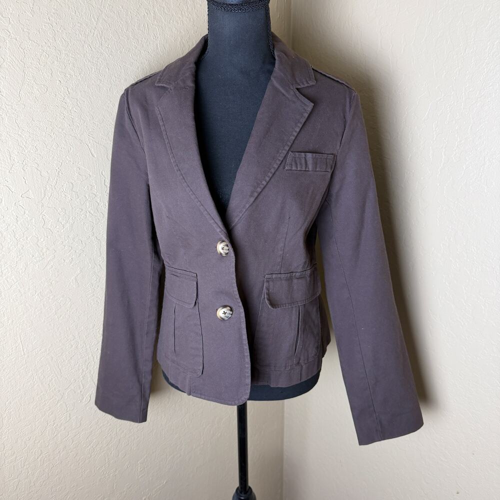 W5 Studio 1989 Women's Brown Cotton Stretch Utility Blazer Jacket Size L